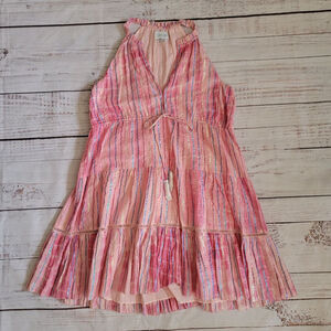 Saylor Rhetta Dress Metallic Tie Dye Stripe Tassle Mini Dress Small NWOT